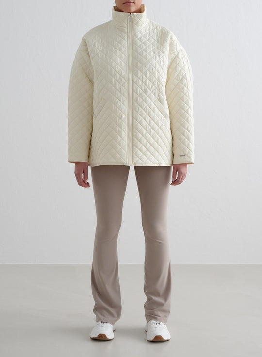 Almond White Oversized Quilted Jacket